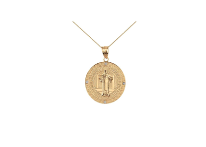 Gold Plated CZ Studded Saint Benito Pendant